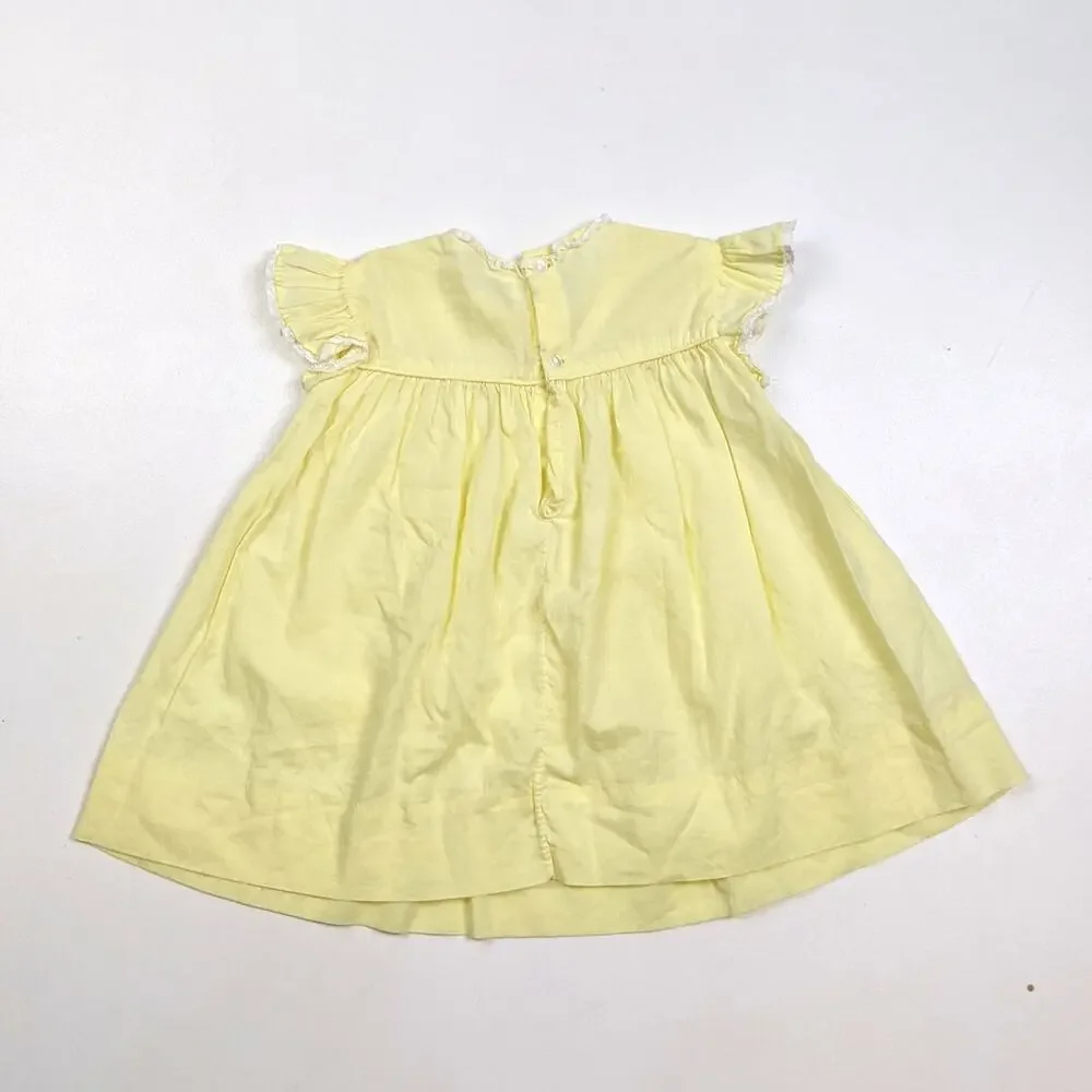 Vintage Honeysuckle Dress Baby Girls Sz 12m Yellow Daisy Dainty Everyday
